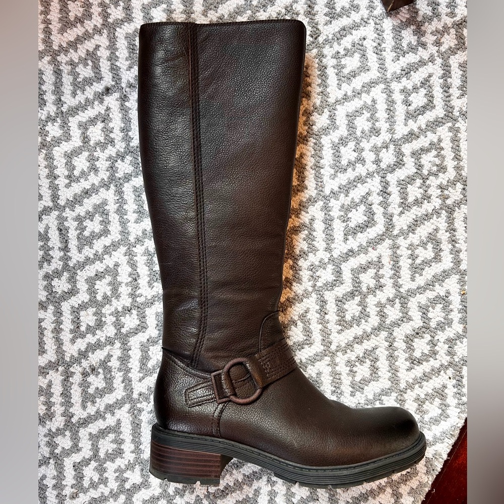 Clarks Knee High Leather Boots Brown